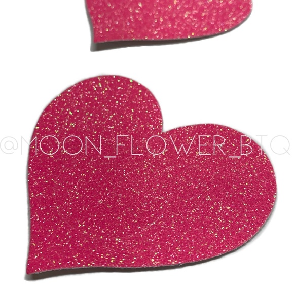 Pink Glitter Heart Breast Petal Pasties - Picture 3 of 8